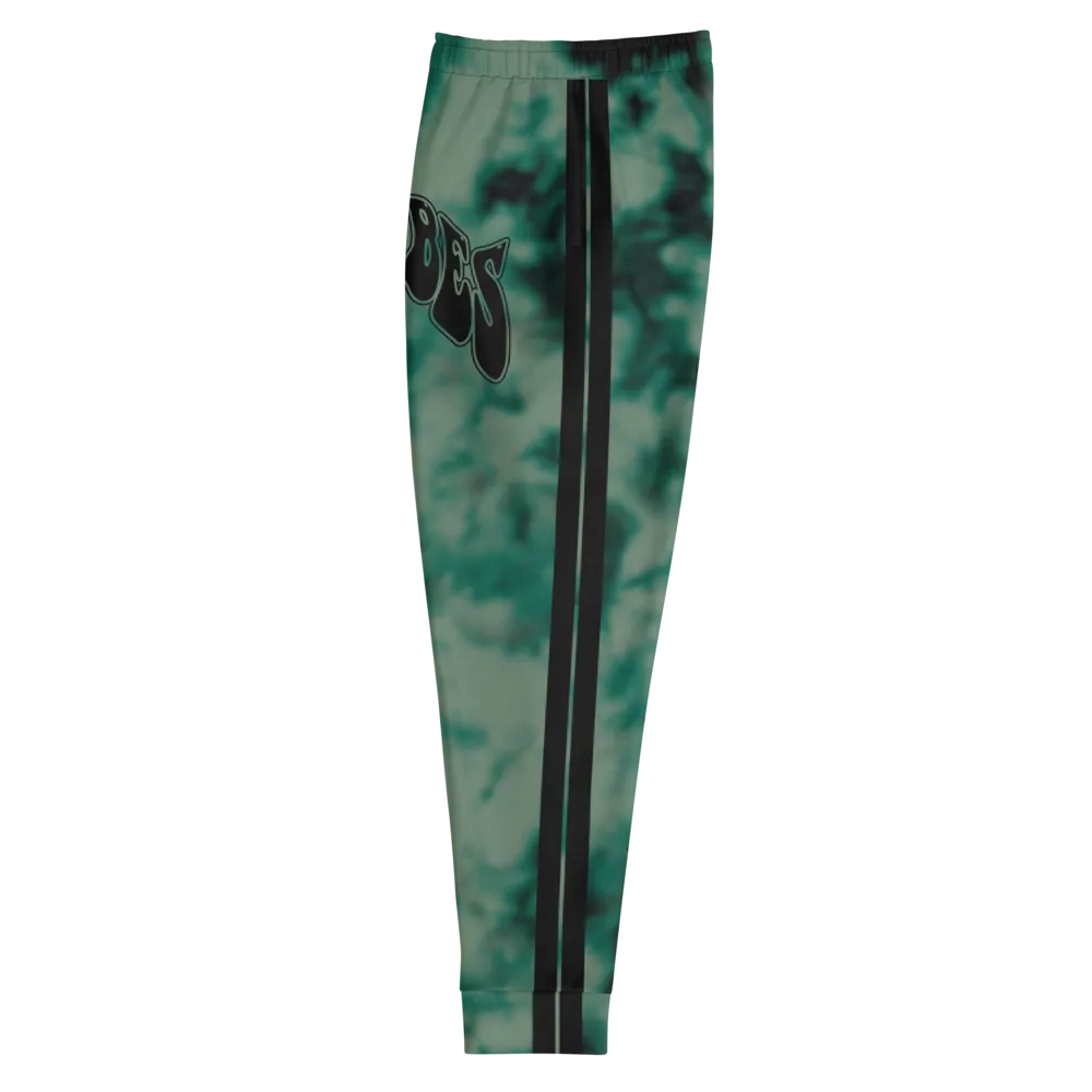 CRXWN | Royal Urban Resort | Trippy Drippy Bleach Acid Wash with Malibu Stripe Unisex Jogger Seafoam Teal Bleach Grunge Acid Dye