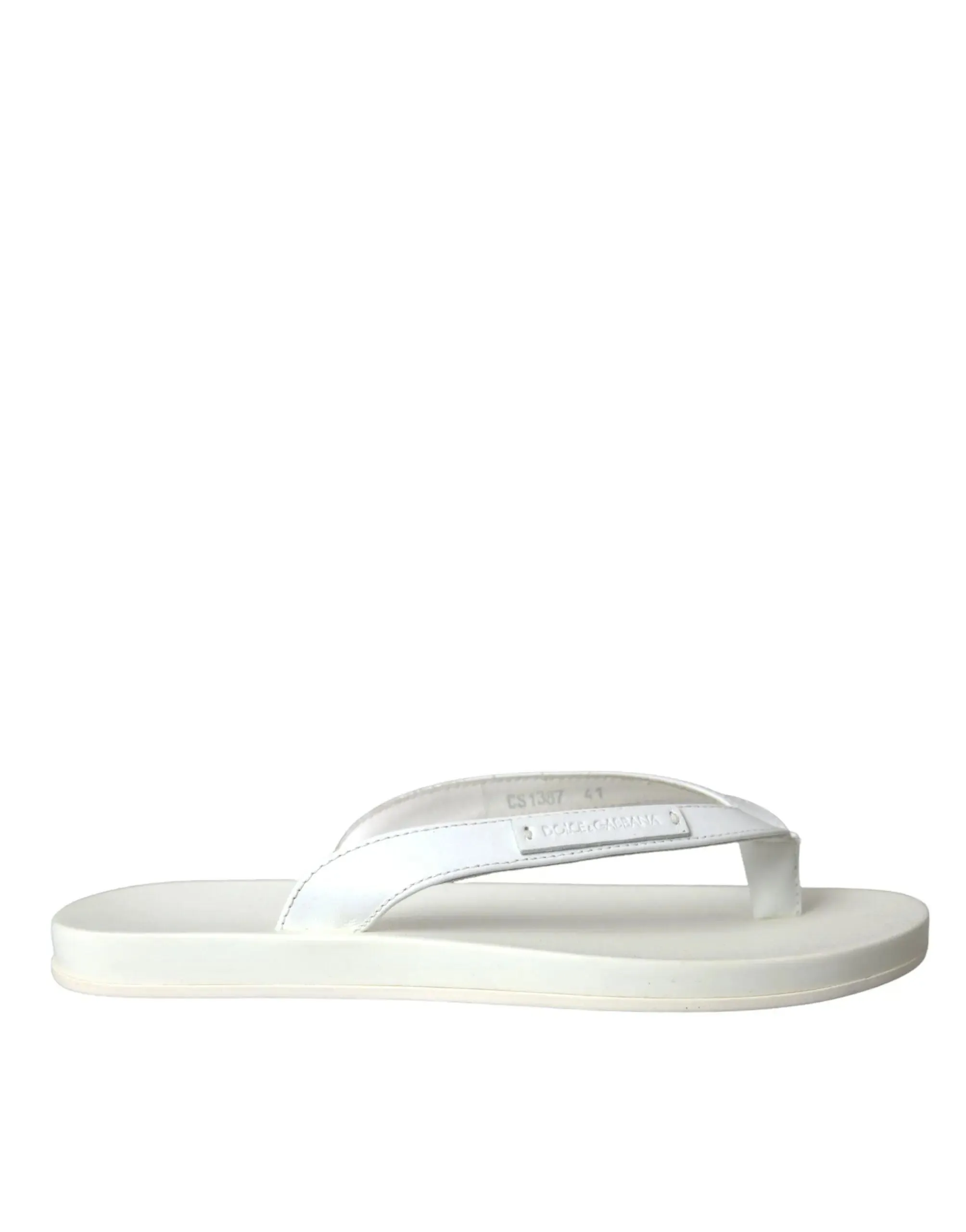 Dolce & Gabbana White Calfskin Leather Slippers