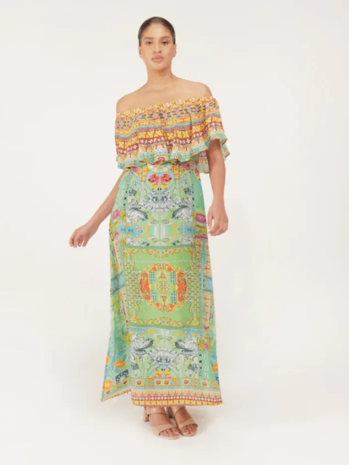 Inoa Capri Ladybell Off The Shoulder Maxi Dress With Crystals