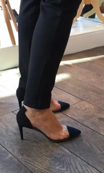 Jane Galland Navy and Black Suede and PVC Pumps